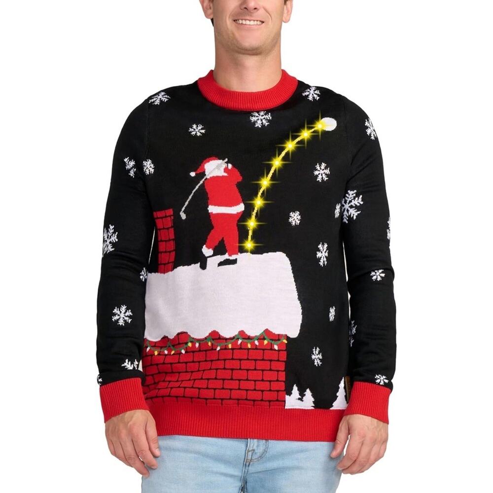 Tipsy Elves Men’s 3XL Ugly Christmas Sweater lighted golf